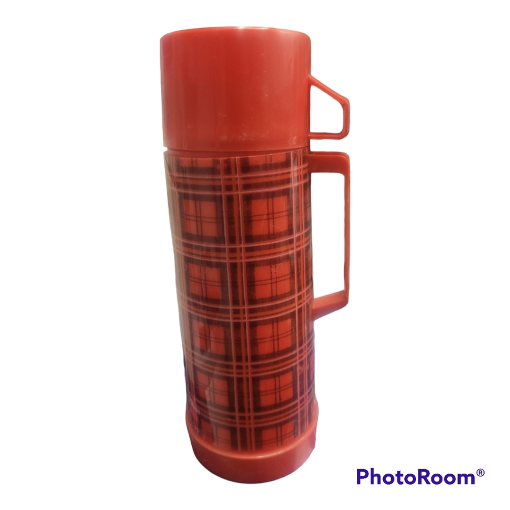 Aladdin Thermos, 12" Tall, 1 Quart, 8.75" Tall, Red Hard Plastic, 1960s, Vintage